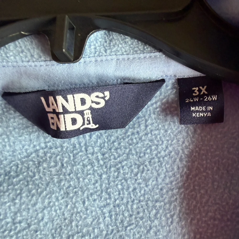Plus Size Lands'‎ End 1/4-Zip Fleece Pullover Size 3X Sky Blue